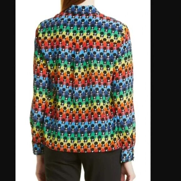 Alice + Olivia Willa placket Stace Face Print Button-Up silk colorful Shirt size - Picture 3 of 10